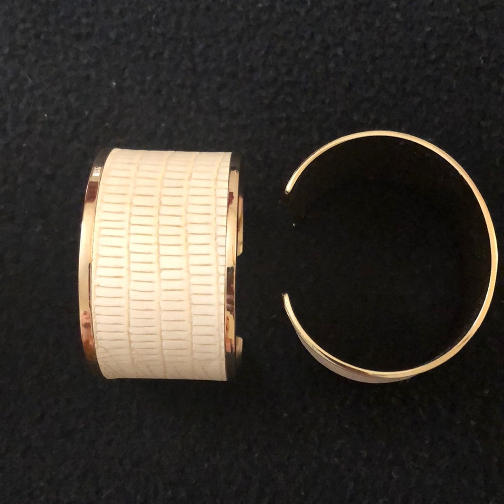 Express Leather/Gold Alligator Cuffs